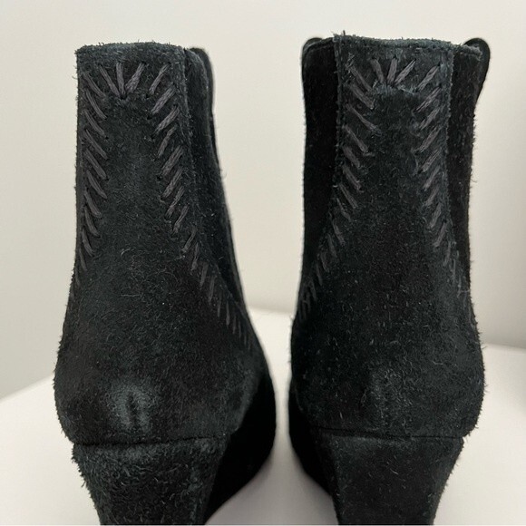 Rebecca Minkoff Black Bianca Suede Wedge Booties, Size 6.5 - Picture 9 of 12